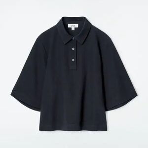 COS Boxy Polo Shirt - Navy Blue
